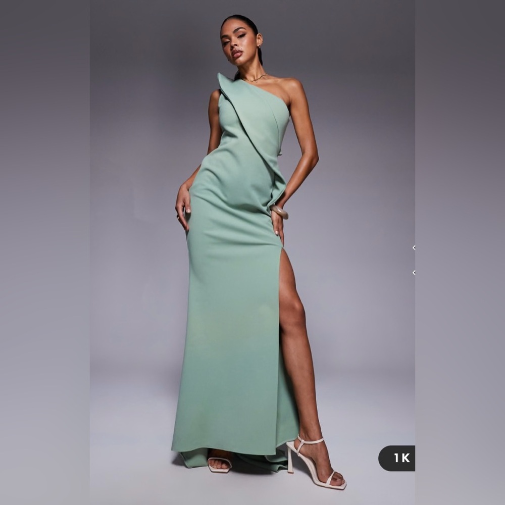 ASOS One-Shoulder Sage Green Dress